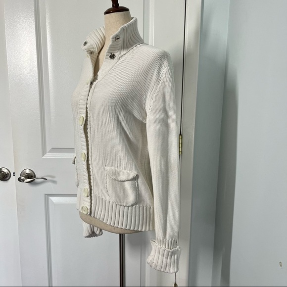 Akris Punto White Cotton Jacket Cardigan size 10 - Picture 9 of 14